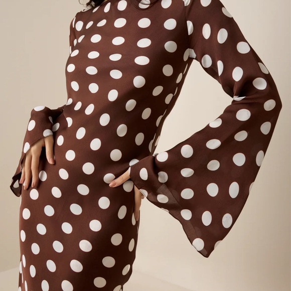 HEMANT & NANDITA Brown and White Polka Dot Dress size Small - Picture 9 of 16